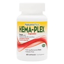 NaturesPlus Hema-Plex Iron - 60 Κάψουλες ταχείας δράσης - 85 mg Χηλικός σίδηρος - Συνολική υγεία του αίματος - με βιταμίνη C & Bioflavonoids - Vegan, Χωρίς γλουτένη - 30 Σερβιέτες