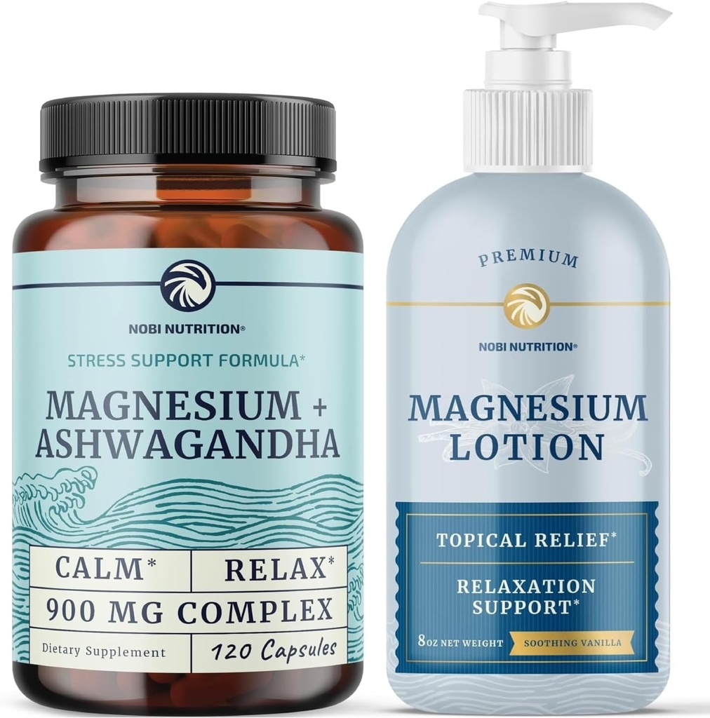 Nobi Διατροφή Μαγνήσιο Lotion και μαγνήσιο Ashwagandha συμπλήρωμα 