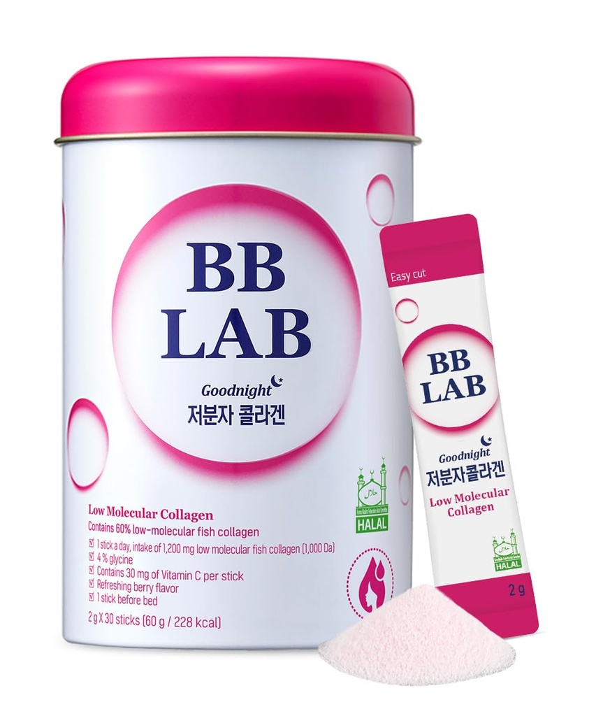 BB LAB Καληνυχτα Low Molecular Collagen Powder Stick Supplement, Hanal Certified, Κορεατικά Θαλάσσια Collagen, Fish Collagen Peptides, Βιταμίνη C, Γλυκίνη, Γρήγορη Απορρόφηση, Mix Berry Flavor