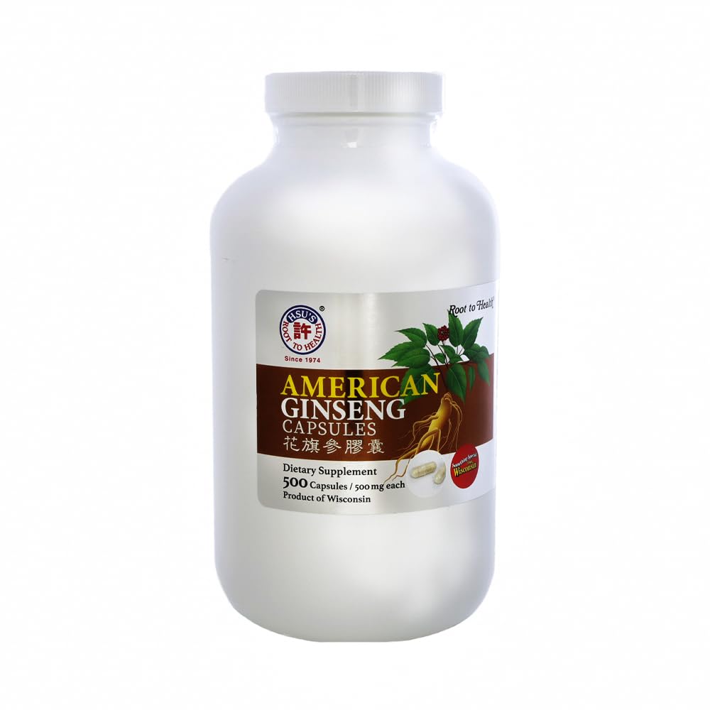 Hsu's SKU 1005 Αμερικάνικες κάψουλες Ginseng– Premium Wisconsin-Grown Ginseng Root Powder Supplement