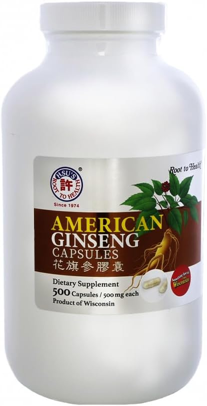 Hsu's SKU 1005 Αμερικάνικες κάψουλες Ginseng– Premium Wisconsin-Grown Ginseng Root Powder Supplement
