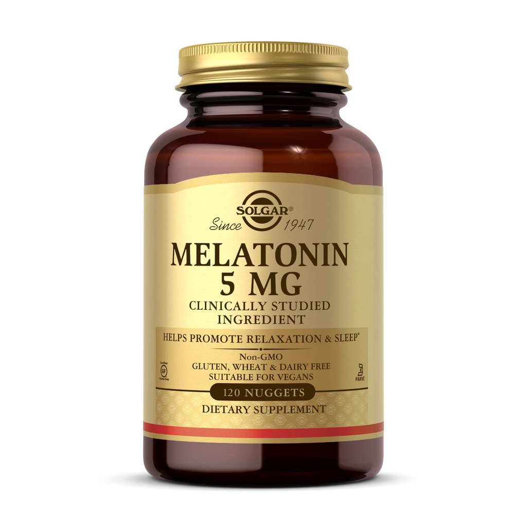 Solgar Melatonin 5 mg, 120 Ψήγματα - Βοηθά στην προώθηση της χαλάρωσης και της ανάπαυσης - Κλινικά Σπουδές Μελατονίνης - Vegan, Χωρίς γλουτένη, Χωρίς γαλακτοκομικά, Kosher - 120 Σερβιέτες