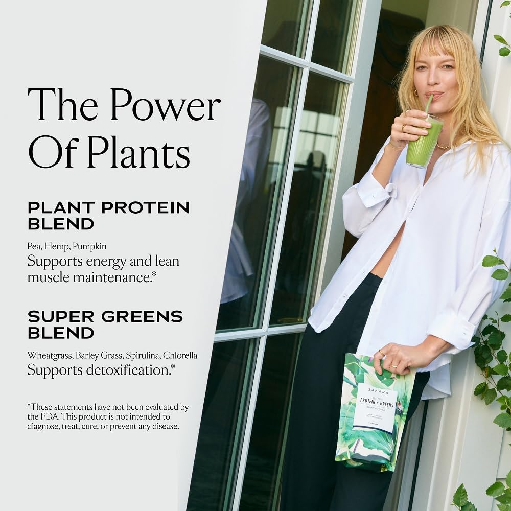 SAKARA Super Powder Bundle - Πρωτεΐνη + Πράσινα οργανικά πρωτεϊνούχα σκόνη, Μεταβολισμός Super Powder, & Prebiotic Fiber σκόνη