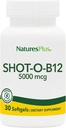 Natures Plus Shot-O-B12 (Cyanocobalamin) - 5000 mcg, 30 Softgels - Υψηλή ισχύς, γρήγορη δράση συμπλήρωμα B12 - Μνήμη & Ενεργειακός ενισχυτής - Χωρίς γλουτένη - 30 εξυπηρετήσεις