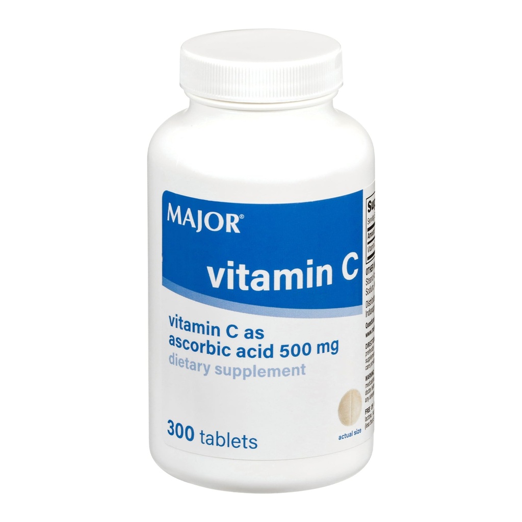 MAJOR Βιταμίνη C-500 mg Ασκορβικό οξύ - Νέα Φόρμουλα - δισκία βιταμίνης C - Συμπλήρωμα διατροφής - 300 Count (1 Pack)