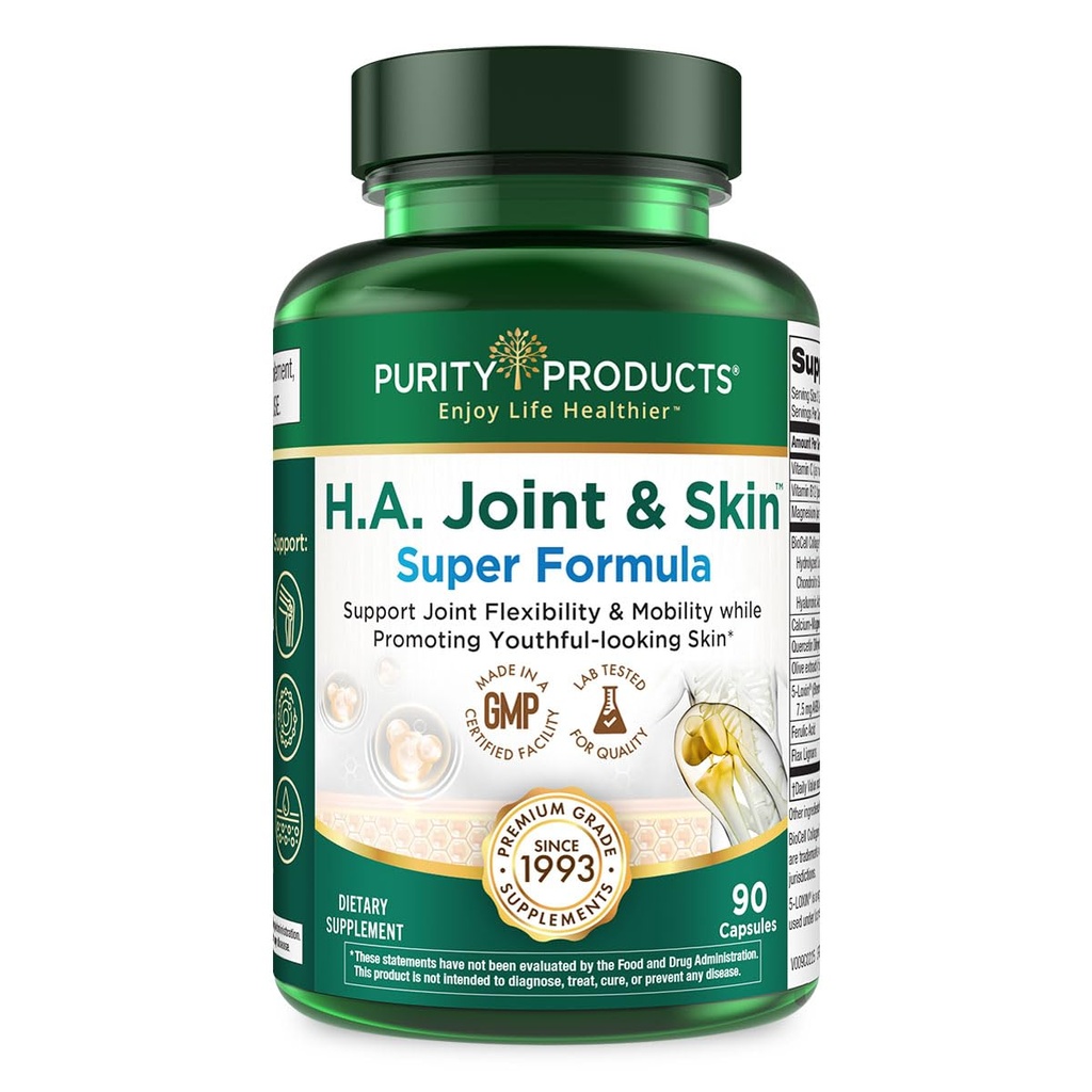 Προϊόντα καθαρότητας H.A. Joint and Skin Super Formula Biocell Collagen w/Hyaluronic Acid Supports Healthy Joint Flexibility, Healthy Synovial Fluid, and Lubrication - 5-Loxin - 90 Κάψουλες (1)
