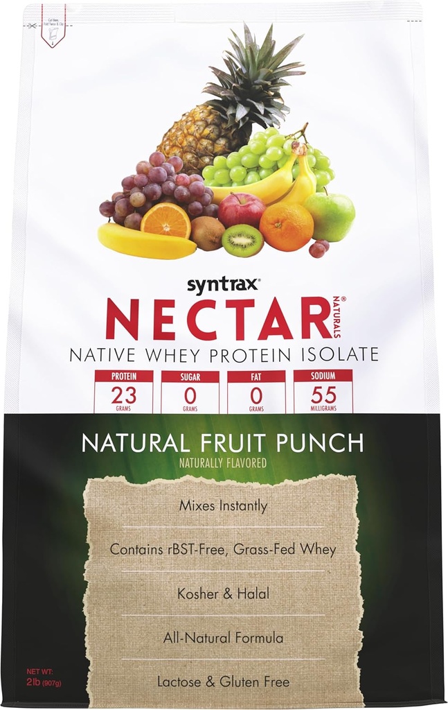 Syntrax Nectar Naturals, Όλα τα φυσικά Whey Protein Isolate, Smooth & Juicy, Natural Fruit Punch, 2 lbs.