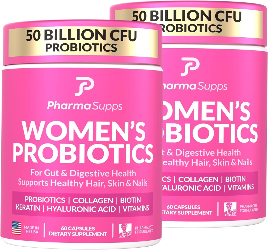 ADVANCED Women's Probiotics for Gut Health - Hair, Skin, & Nails Vitamins Support - 50 Billion CFU w/ Collagen, Biotin & Keratin - Probiotic Supplement for Digestive Health & Bloating Relief, USA-Made