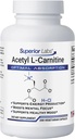 Superior Labs Acetyl L-Carnitine 500 mg, Υψηλής ισχύος ALCAR, Αμιγώς Μη-ΓΤΟ, Μη Μηδενικά Συνθετικά Πρόσθετα, Μέγιστη Απορρόφηση, Ενέργεια & Λιπαρά Μεταβολισμός, Εγκέφαλος, Νευρικό & Κυτταρικό Αποτοξίνωση Υποστήριξη, (200 Veg Caps)