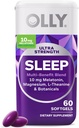 OLLY Ultra Strength Sleep Softgels, 10mg Μελατονίνη, L-Θεανίνη, Χαμομήλι, Μαγνήσιο, Λέμον Μπάλμα, Υποστηρίζει βαθύ ξεκούραστο ύπνο, Νυχτερινή Βοήθεια ύπνου, Μη Συνήθεια-Φόρμη - 60 Μέτρα