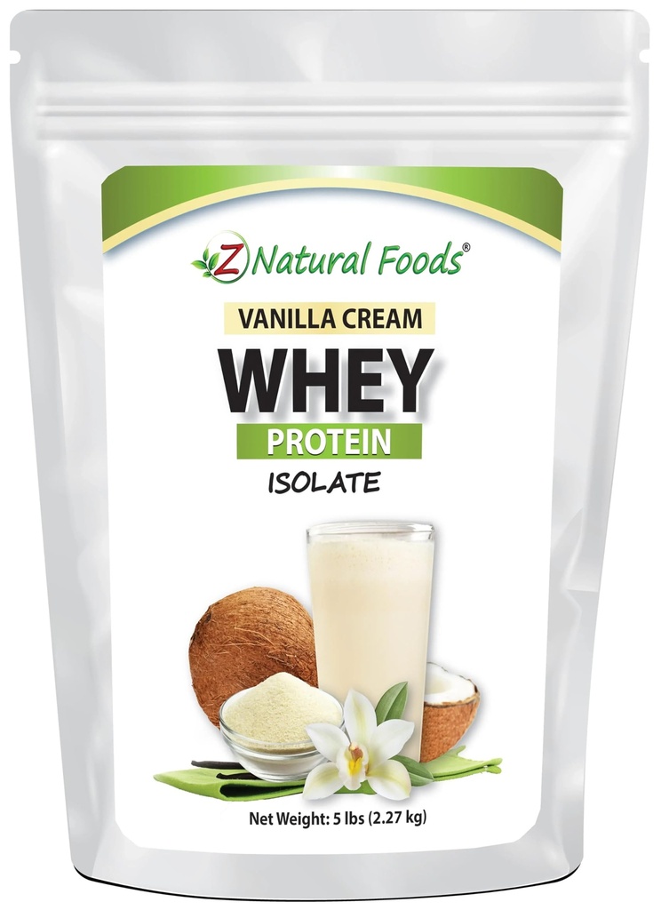 Z Φυσικές τροφές Κρέμα βανίλιας Πρωτεΐνες Whey Isolate, Διατροφή-Πλούσια, Γεύση πρωτεΐνης σκόνη για την υγεία της καρδιάς και την ανοσία, Μεγάλη σε τσάι, καφέ, smoothie, μη GMO, χωρίς γλουτένη, Kosher, 5 lbs