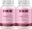 BESTVITE Acetyl L-Carnitine 500mg & Alpha Lipoic Acid 200mg ανά καψάκιο με βιοτίνη (240 κάψουλες χορτοφάγων) (120 x 2) - Χωρίς Stearates - Vegan - Μη ΓΤΟ - Χωρίς γλουτένη