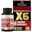BMVINVOL 6in1 Berberine Supplement with Ceylon Cinnamon, Tumeric Root, Milk Thistle, Artichoke, Black Pepper -120 Κάψουλες για 4 μήνες προσφοράς