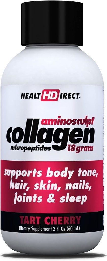 ΥΓΕΙΑ DIRECT – Medical-Grade Liquid Collagen Shots – AminoSculpt Sugar-Free – Tart Cherry – 12 Σερβιρίσματα, (12pk, 2oz Shots) – Καλό για αρθρώσεις, οστά, & ύπνο – Καλύτερα μαλλιά, δέρμα & νύχια