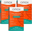 Omax3 Prebiotic & Probiotic 50 Billion CFU + Chicory Inulin, 10 Strain, Reduce Bloating, Digestion, SIBO, Leaky Gut, Κολπικό pH, Acidophilus, Vegan, Γαλακτοκομικά, Χωρίς γλουτένη, Blister Συσκευασία (2 Συσκευασία)
