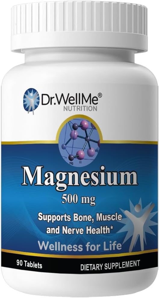 Dr.WellMe Magnesium Oxide 500mg Tablets – 90 Tablets Maintain Heart, Muscle & Bone Health, Promotes Energy Metabolism – High Potency, Gluten-Free – Dietary Supplement for Adults