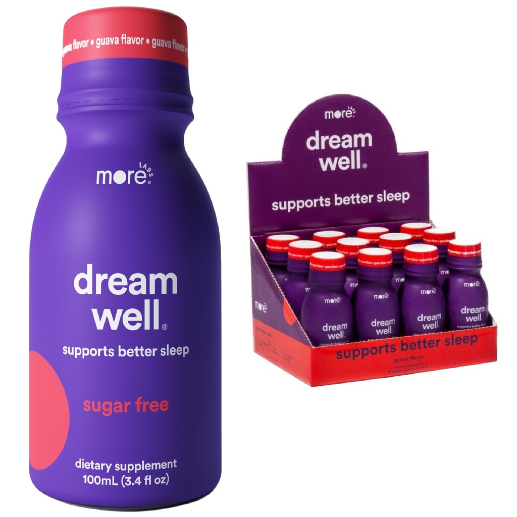 Περισσότερα Εργαστήρια Dream Well, 5MG Μελατονίνη Ολιστική Λύση Ποτού Ύπνου, Μη-Habit Forming with 5HTP, Lemon Balm, Jujube Seed, Glycine (Pack of 12)