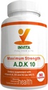 INVITA, ADK Vitamin Supplement (10,000 IU) – ADK 10 Double Strength Vitamin A1, D3 & K2-MK7 – Physician Formulated for Bone, Heart & Immune Support – Non-GMO, Gluten Free, 90 Capsules (3-Month Supply)
