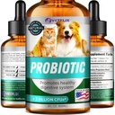 Premium Probiotics για σκύλους, γάτες - Digestive Ένζυμα & Συμπληρώματα Πρεβιοτικών - Βοηθά στην ανακούφιση της διάρροιας, του εμετού, αναστατωμένο στομάχι, αέριο, δυσκοιλιότητα & κακή αναπνοή - Υποστηρίζει Digestive System - 2 Fl Oz