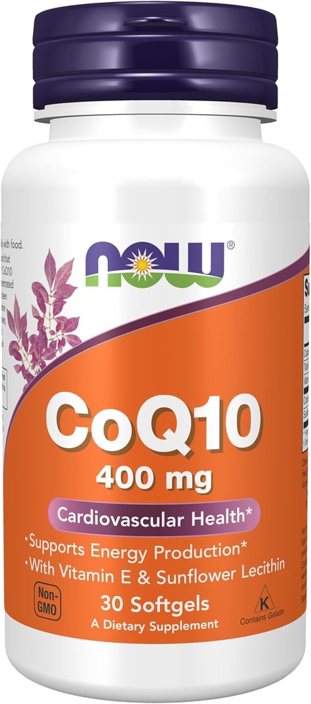 NOW Foods Supplements, CoQ10 400 mg, Pharmaceutical Grade, All-Trans Form που παράγεται με ζύμωση, 30 Softgels