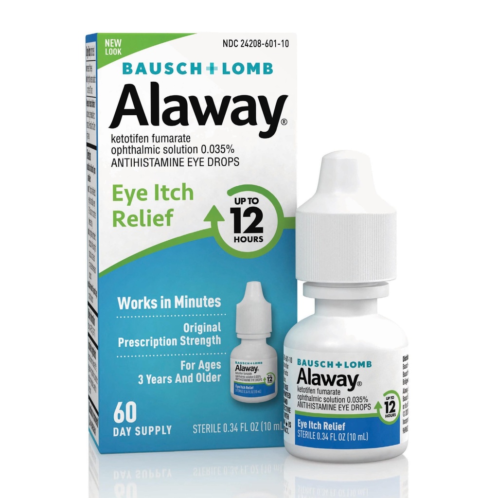 Alaway Antiistamine Οφθαλμικές σταγόνες για Ichy Eyes, Fast-Active, έως 12-Hour Eye Itch Relief, Clinically Tested Prescription-Stength Formula, 0,34 Fl Oz