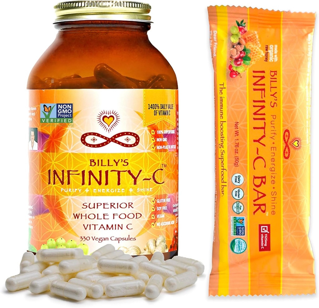Bundle, 1 κάψουλες βιταμίνης C φιάλης (30 σέρβις), 1 μπάρες VIT C Snack (12 συσκευασία)