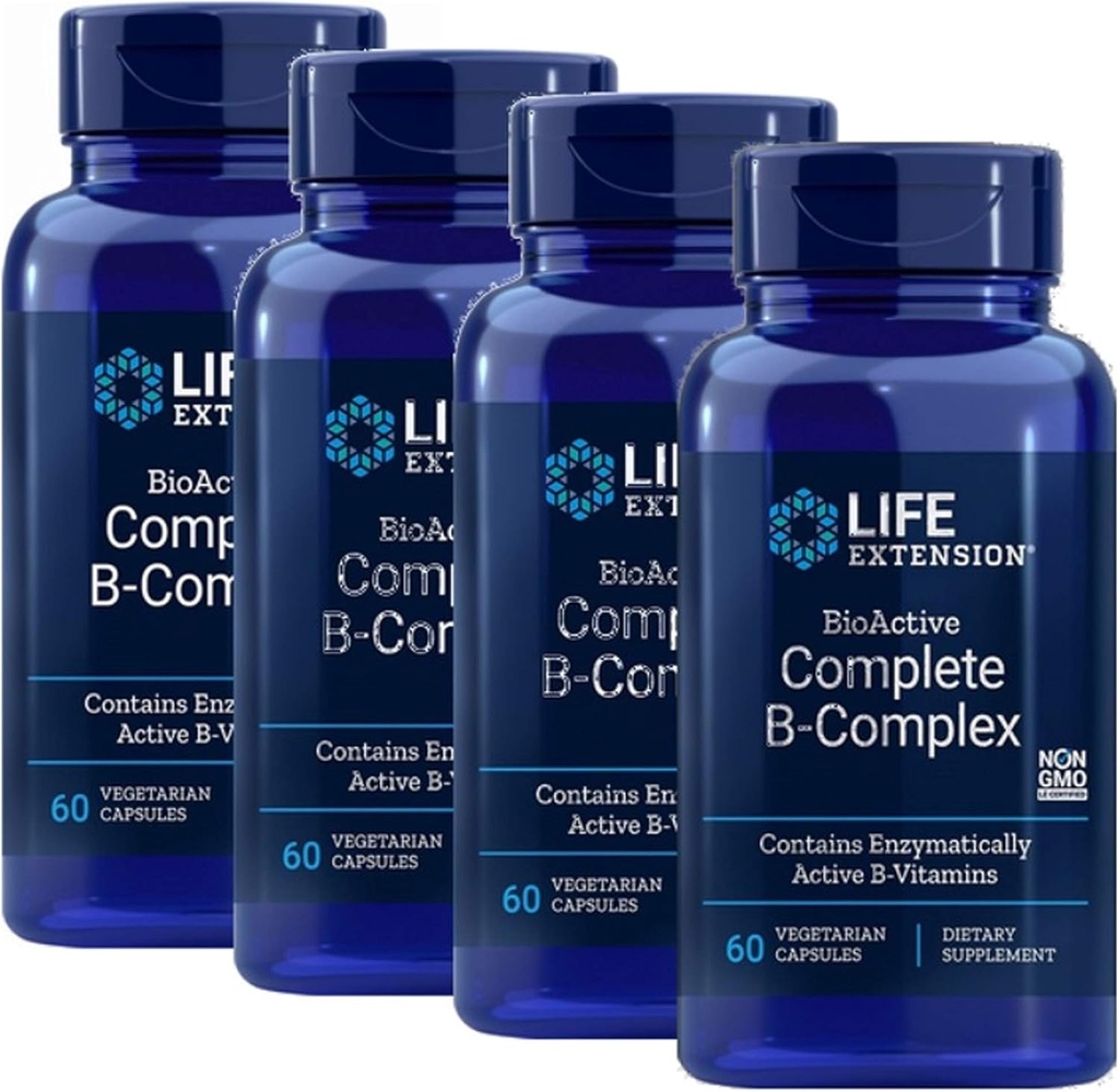 Επέκταση ζωής BioActive Complete B Complex The Most Complex Formula 60 Vegetarian Κάψουλες 4-Pak