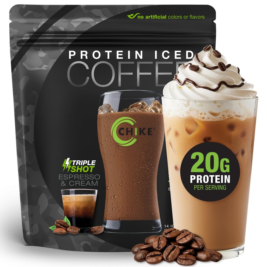 CHIKE Triple Shot Espresso & Cream Protein Iced Coffee, 20 G Protein, 3 Shots Espresso, 1 G Ζάχαρη, Keto Φιλικό και χωρίς γλουτένη, 14...