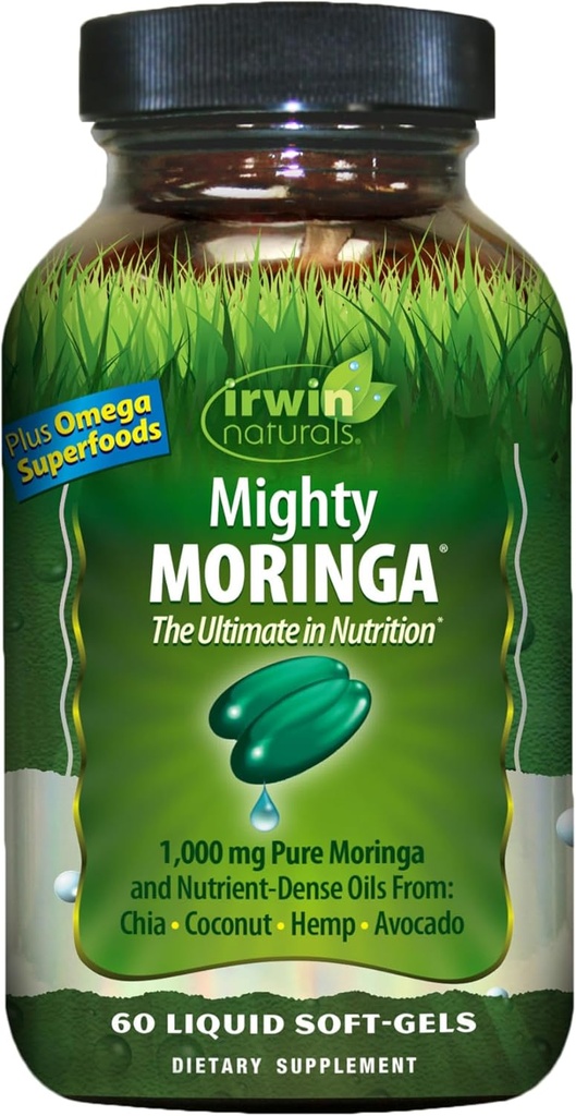 Irwin Naturals Mighty Moringa - 60 Softgels - 1000 mg καθαρό Moringa και θρεπτικά έλαια από Chia, καρύδα, κάνναβη, αβοκάντο