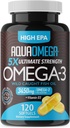 5X Ultimate Strength Omega 3 Fish Oil Συμπληρώματα, Wild Caught Fish Oil Omega 3 Συμπληρώματα με υψηλή EPA, DHA και βιταμίνη D, Fishoil Omega3 Συμπλήρωμα για γυναίκες & άνδρες, 120 Softgels, Αγεύση