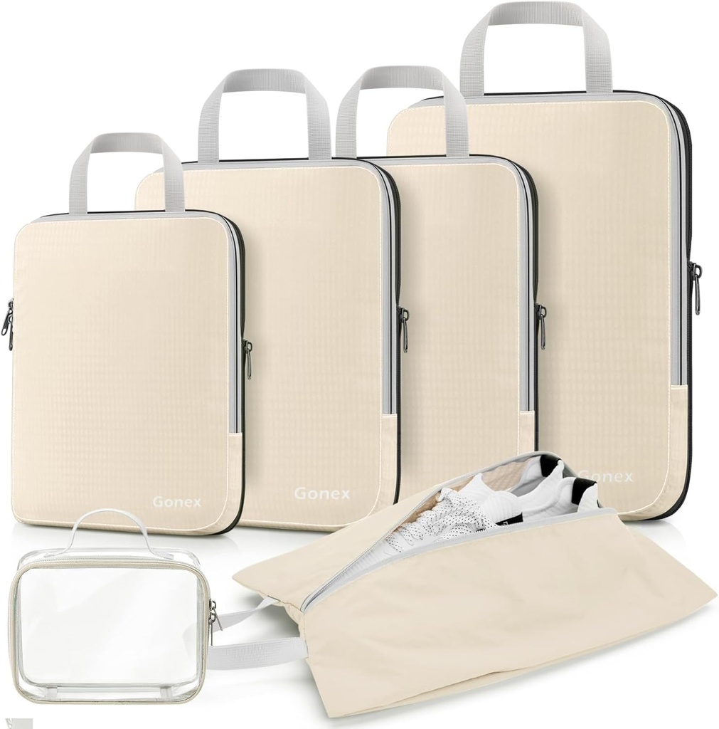 Κυβισμός συμπίεσης Gonex, 3pcs/4pcs Επεκτεινόμενη Αποθήκευση ταξιδιωτικές αποσκευές Οργανωτές