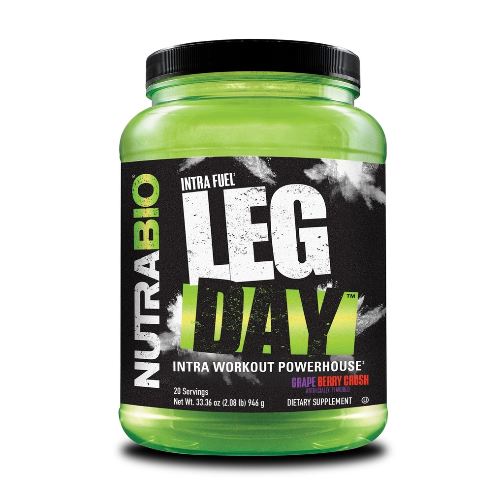 NutraBio Leg Day Intra Processing Powder – Σύνθετη Carb Supplement with Cluster Dextrin & Electrolytes – Σκόνη Καρβών με EAAs/BCAAs – Κυκλική Δεξτρίνη για Απόδοση – Grape Berry, 20 Σερβιέτες