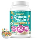 Orgain Organic Vegan Protein Powder, Fruity Cereal - 21g Πρωτεΐνη με βάση τα φυτά, 8g Προβιοτικές Ίνες, Χαμηλό Καθαρό Καρβίδιο, Χωρίς Συστατικά Λακτόζης, Χωρίς Προστιθέμενη Ζάχαρη, Μη-ΓΤΟ, Για Ανακινήσεις & Smoothies, 2,03 lb