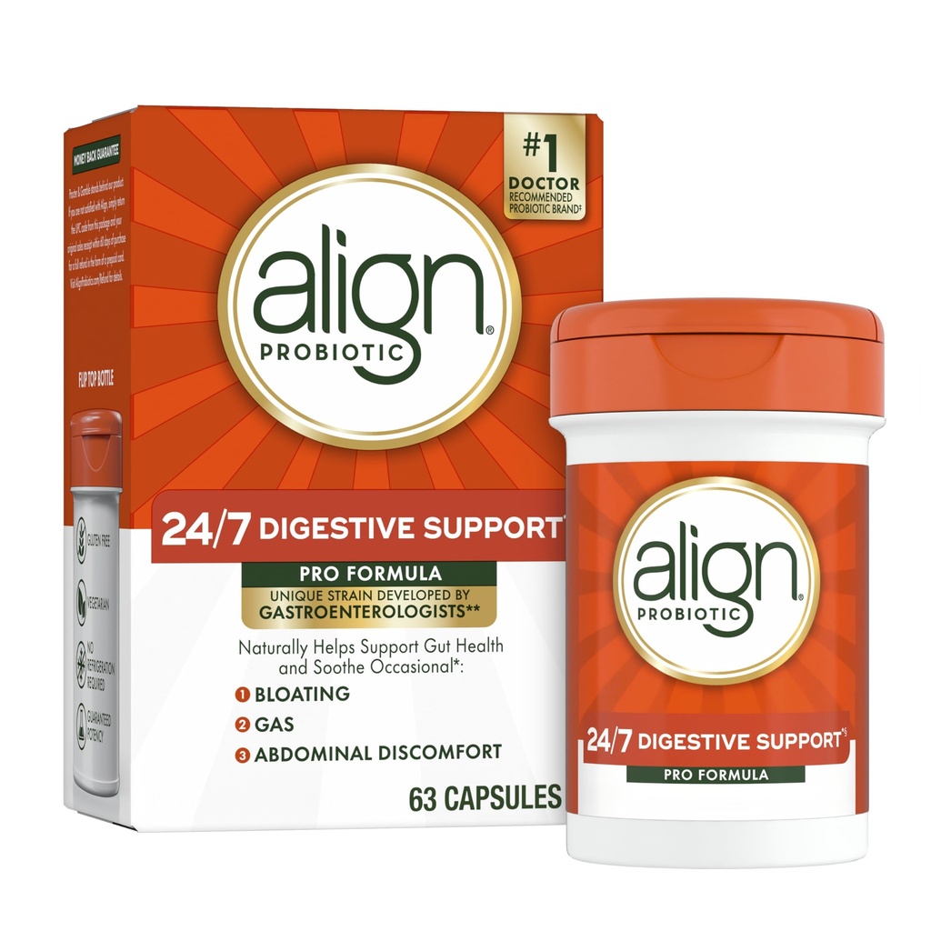 Ευθυγράμμιση Probiotic, Pro Formula, Probiotics για γυναίκες και άνδρες, Probiotics για Digestive Υγεία, άνδρες και γυναίκες Probiotic Κάψουλες Βοήθεια Ανακουφίζει Occasional Bloating & Gas*, 63 Κάψουλες