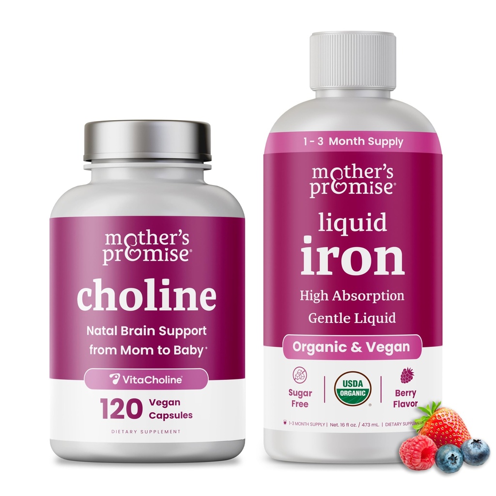 Mother's Promise Liquid Iron & Choline Capsules Bundle