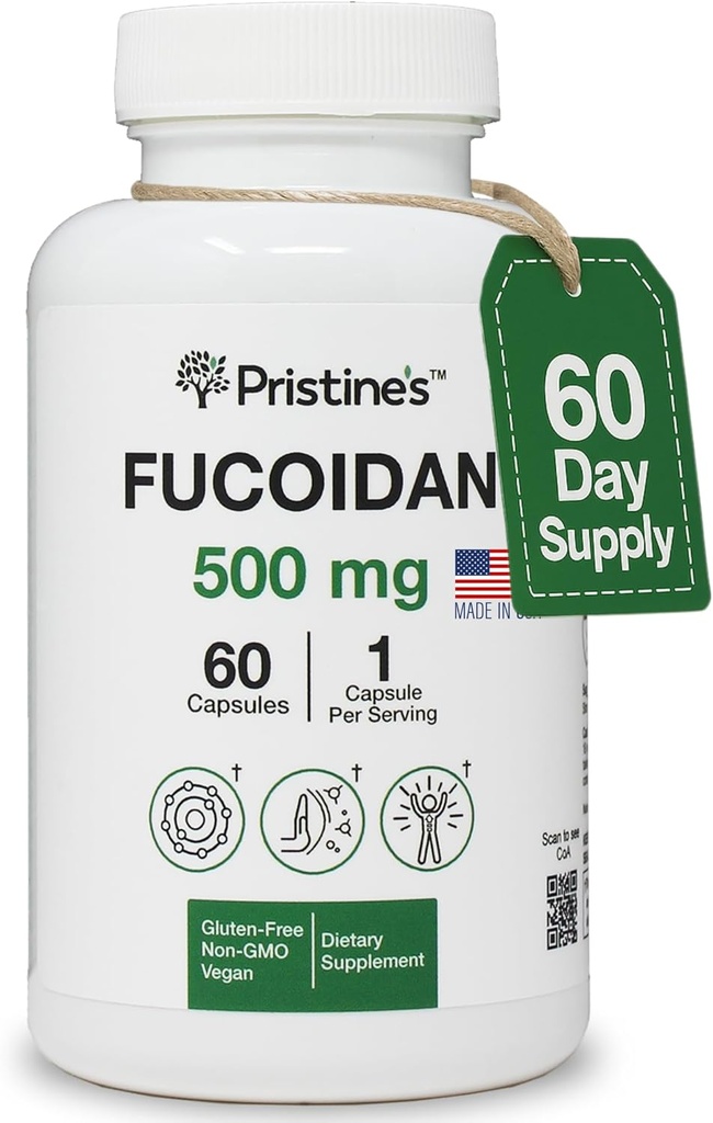 Fucoidan 500MG κάψουλες συμπλήρωμα ανοσίας - 60 ημέρες προσφοράς - Brown Seaweed Extract - ισχυρό βοτανικό αντιοξειδωτικό Lung Υγεία & υποστήριξη της υγείας του δέρματος