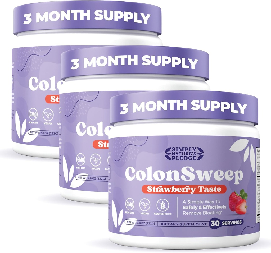 ColonSweep - Φράουλα αρωματισμένο Probiotic Psyllium Σκόνη σκόνης Colon Cleanser, 7,8 oz. Συμπλήρωμα ινών Υποστήριξη για την Υγεία των Ούρων - Καθαρίστε για το Μπλόφασμα Ανακούφιση & Detox- 30 Υπηρεσίες (Pack of 3)