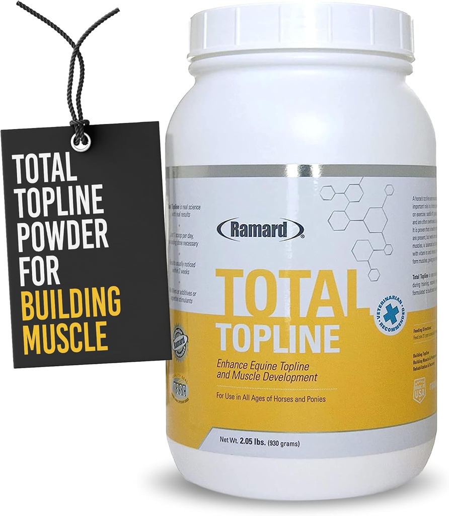 Ramard Total Topline Powder Horse Supplements - Κατασκευή και διατήρηση μυϊκών ιστών κατά τη διάρκεια της ανάκτησης για Εποπτικά και Άλογα - Protein & Amino Energy Horse Supplement - 2lb Tub
