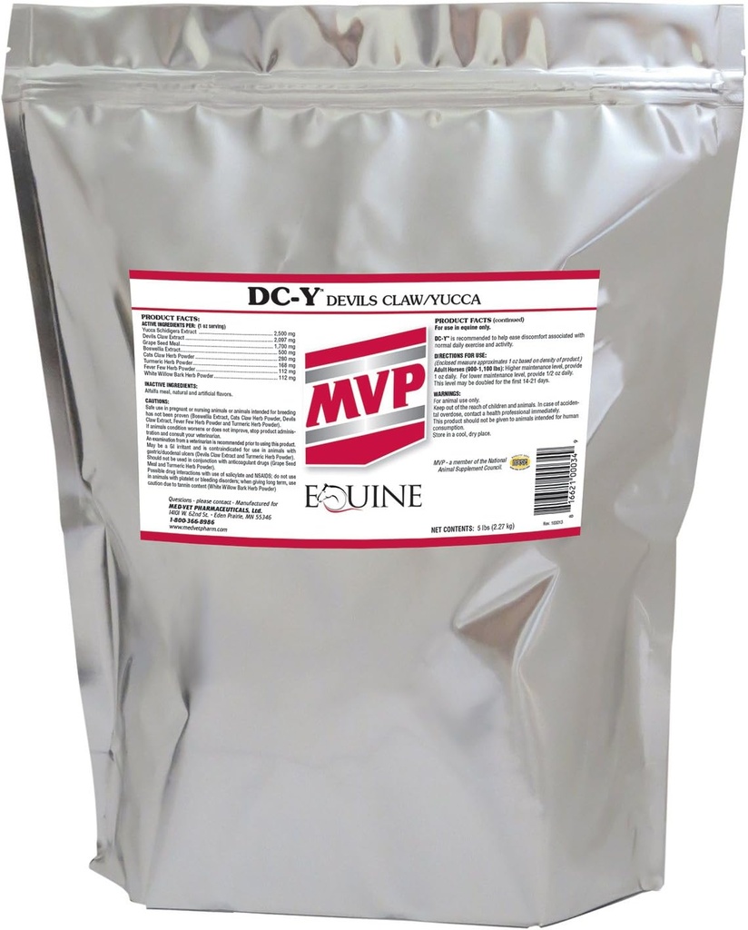 MVP DC-Y (5lb) Βοηθά στην ελαχιστοποίηση των βαρών και της τρυφερότητας που σχετίζονται με τις καθημερινές δραστηριότητες στα άλογα...