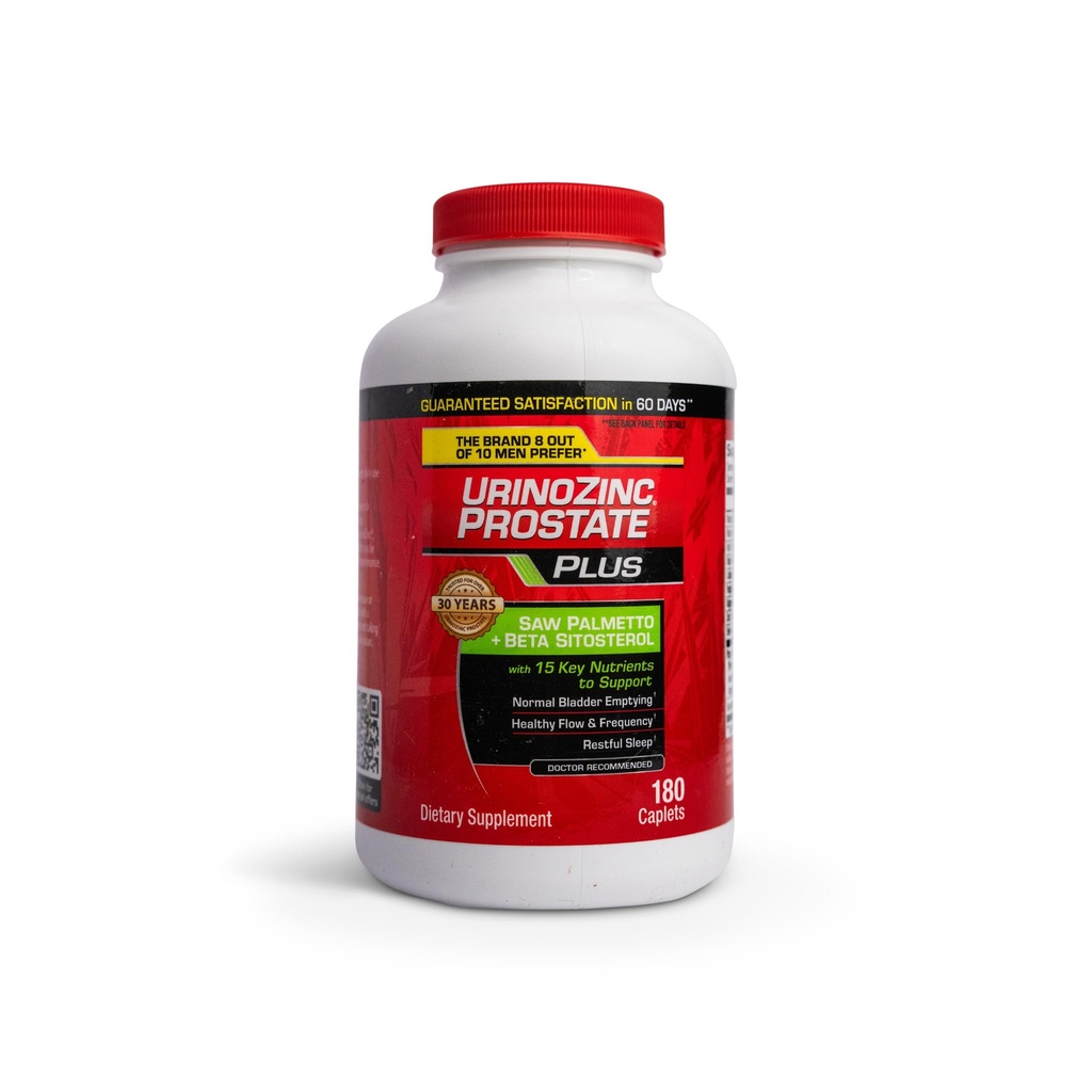 Urinozinc Plus - Συμπλήρωμα Prostate με Beta Σιτοστερόλη & Saw Palmetto – Μειώστε τις συχνές ανησυχίες ούρων και να υποστηρίξει την υγεία σας Prostate, 180 Caplets