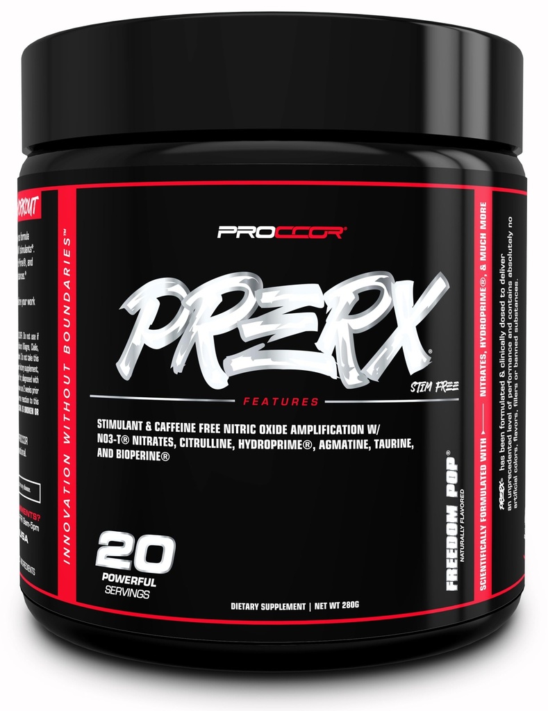 PreRx Caffeine Free Version - Πλήρως κλινικά Dosed, Επιστημονικά Formated Performance Pre Workout με Νιτρώδη, Φυσικά Γεύση - 20 Υπηρεσίες (Freedom Pop)