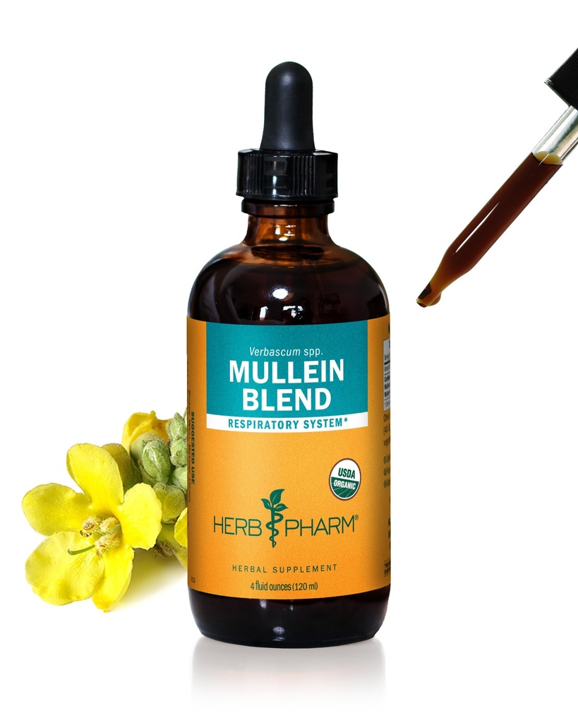 Βότανο Pharm Certified Organic Mullein Blend Liquid Extract για την υποστήριξη του αναπνευστικού συστήματος - 4 ουγγιά