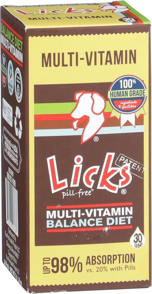 Licks Pill Free Dog Multivitamin - Dog Supplement with Vitamin C, D, and Calcium - Multivitamin Pet Supplies - Gel Packets - 30 Use