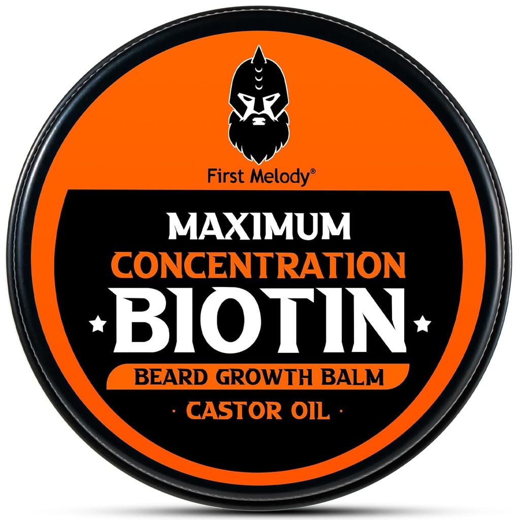 Beard Balm, 2X συγκέντρωση Biotin, με Castor Oil και Argan & Jojoba Oils, προωθεί την ανάπτυξη, στυλ, ενισχύει & μαλακώνει γεννήτριες & μουστάκια, 2 ουγγιά