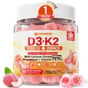 Βιταμίνη D3 K2 Gummies 5000IU / 10. 000 IU με 500mg Ασβέστιο + K2(MK-7) 200mcg, Μαγνήσιο, Βιταμίνη C & Ψευδάργυρο, Επιπλέον Δύναμη - Ultimate Απορρόφηση για οστά, μύες, δόντια, Vegan, 60 Count (Pack of 1)