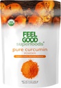 FEEL GOOD Superfoods Pure Curcumin Powder, Organic, Non-GMO, Vegan from Bulk Ground Turmeric Root from India, Curcuma Longa Joint Supplement, 5 oz