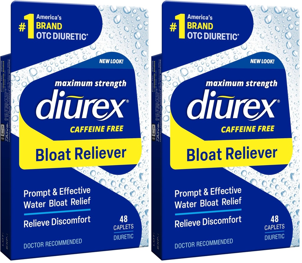 Diurex Max - μέγιστη δύναμη χάπια νερού χωρίς καφεΐνη - αισθάνονται καλύτερα και λιγότερο βαριά, 48 κόμης (πακέτο του 2)