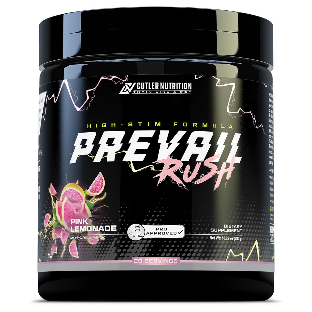 Cutler Nutrition High Stim Pre Workout Powder Prevail Rush Preworkout για Άνδρες & Γυναίκες για Έντονες Αντλίες Ενέργεια και Εστίαση με καφεΐνη NO3T Betaine και Dynamine 