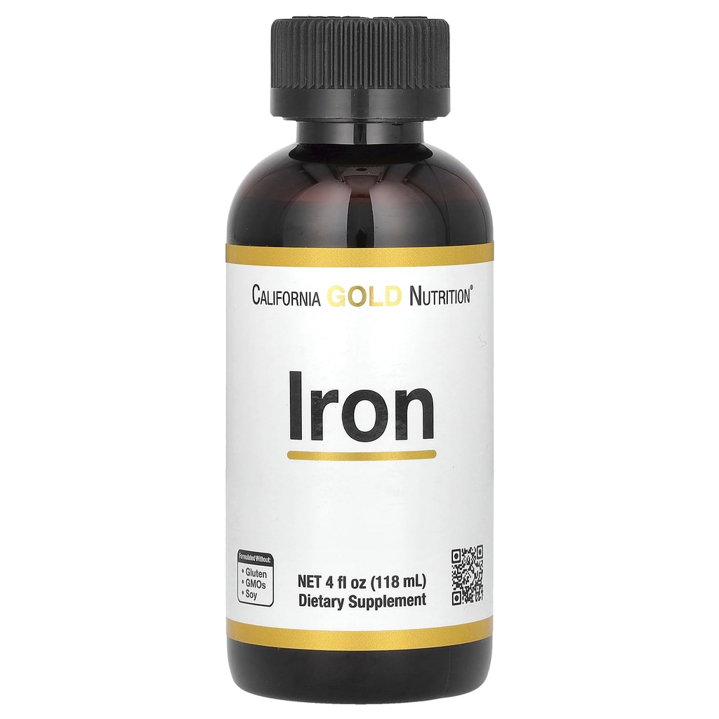 California Gold Nutrition Iron, ως Χηλικός διγλυκινικός σίδηρος και κίτρινη ρίζα Dock, 4 fl oz (118 ml)
