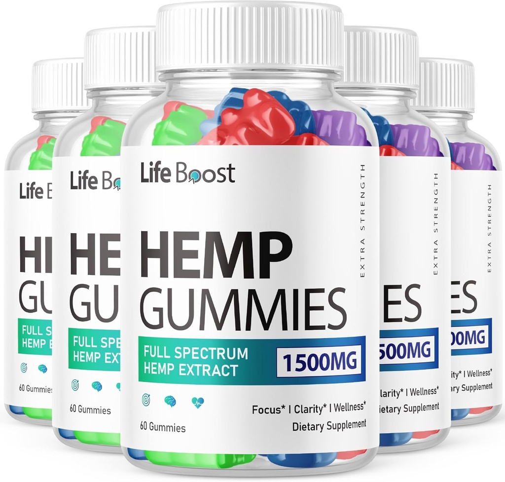 (5 Πακέτο) Ενισχύστε τη ζωή Hemp Gummies Advanced Strength Performance Hemp Blend Formula, Big Size Lifeboost Hemp Gummy με 25mg εκχύλισμα κάνναβης, Μεγάλη γεύση 1500mg ανά φιάλη, New 2024 Gummies (300 Gummies)